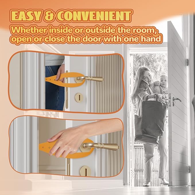 Cat Door Latch, 1 Pcs Cat Door Stopper Pet Door Latch to Keep Dog Out of Litter Box and Food, Door Prop for Cat with 5 Adjustable Size Strap 2.5-6" Wide, No Measuring, Easy to Install, Yellow