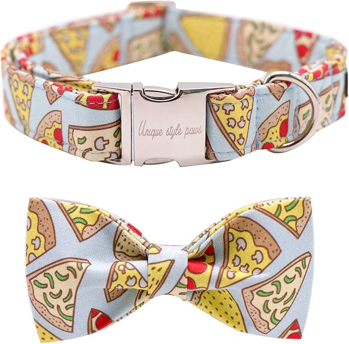 Unique Style Paws Dog Collar with Bow, Bowtie Dog Collar Adjustable Collars for Small Medium Large Dogs and Cats