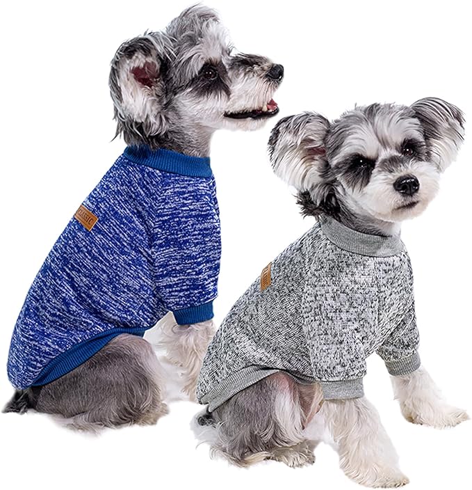 2 Pack Dog Sweaters for Small Dogs - Warm Winter Puppy Sweaters Cute Soft Dog Clothes Outfit Pet Costume for Boy Girl Doggie, Cat, Bulldog Pug Yorkie Kitten Chihuahua