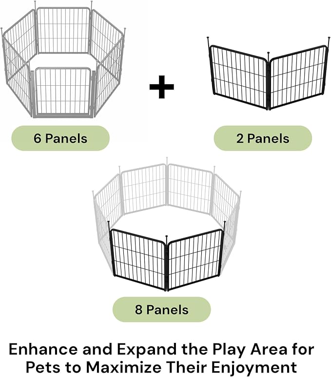 SunsGrove Dog Playpen for Outdoor, Heavy Duty 24 Inch 2 Panels Puppy Play Pen for Indoors, Free and Safe Play Dog Fence, Black