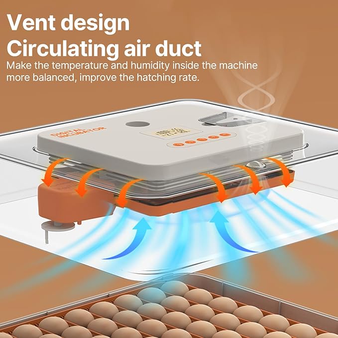 Tissting 56 Eggs Incubator - 3-in-1 with Automatic Egg Turning with External Injection Water Bottle,Household Small Poultry Hatching Machine with Egg Candler Light for Chicken