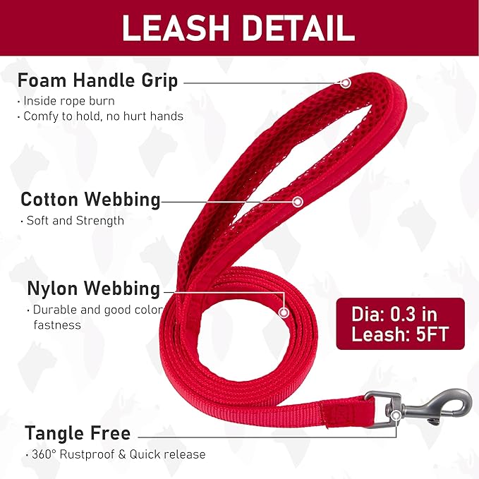 GAMUDA Small Pet Harness Collar and Leash Set, Step in No Chock No Pull Linen Fabric Soft Mesh Dog Vest Harnesses Reflective for Dogs Puppy Cats Kitten Rabbit (Red, S)