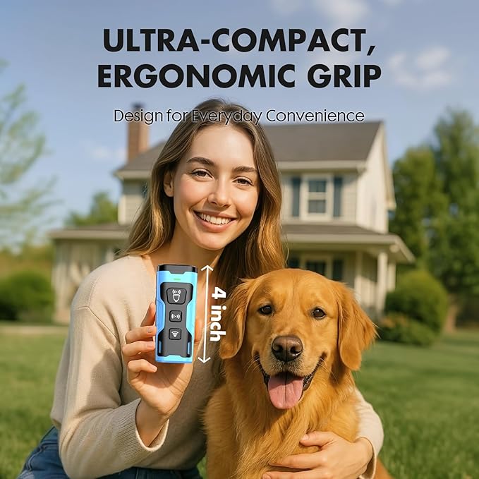 Dog Bark Deterrent Device, 3X Ultrasonic Anti Barking, 6 Training Modes 23 FT Range Barks No More Indoors Outdoors Behavior Correct Safe & Humane Rechargeable Compact Bark Control for Dogs