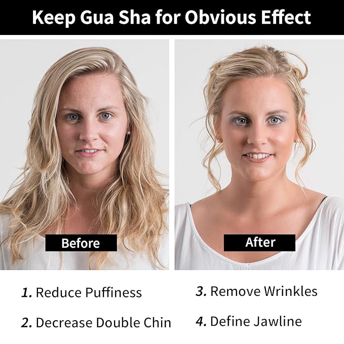 Gua Sha Facial Tools, Natural Obsidian Guasha Tool for Face,Double Chin & Jawline, Gua Sha Stone Self-Skin Care Face Stone Gua Sha tools for Women Guasha Stone, Black