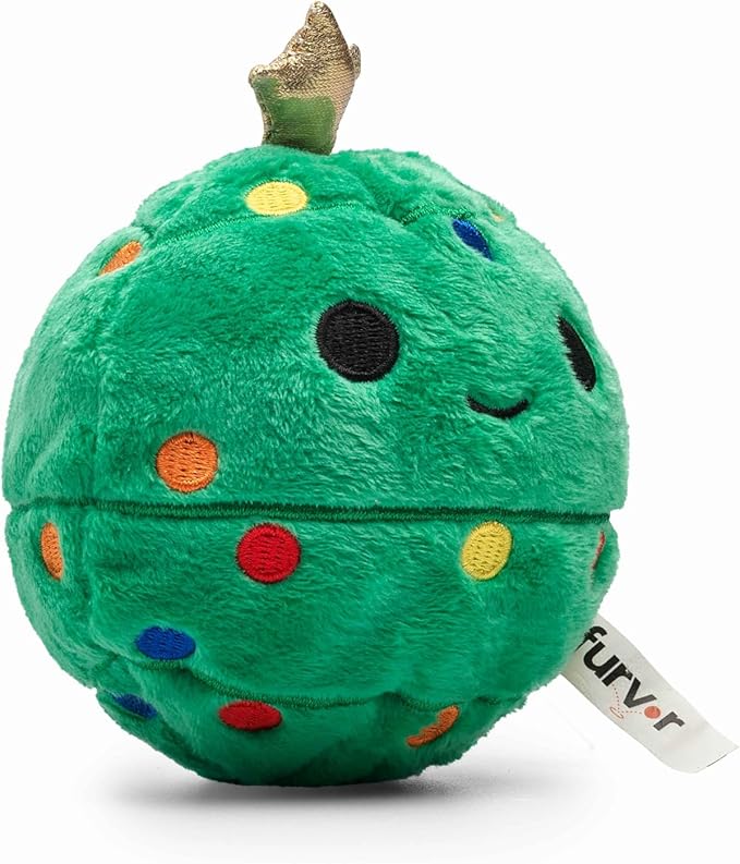 Flourish Pets 2 in 1 Christmas Multi-Layer Chew Toy for Active Dogs | Non-Toxic BPA Free Double Stitched Soft Fabric and Long-Lasting Dog Plush Toys (Christmas Tree 3.5")