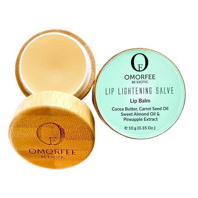 Lip Lightening Salve by Omorfee— Lip Balm for Dark Lips with SPF Protection | Natural Lip Repair & Deep Hydration | Cocoa Butter, Carrot Seed Oil & Pineapple Extract (10g / 0.35 oz)