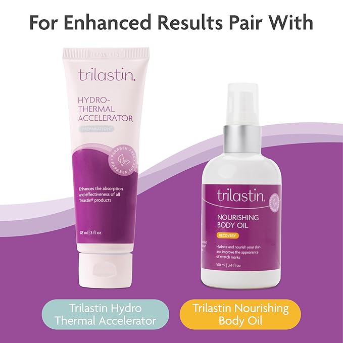 TriLASTIN Stretch Mark Cream - Collagen-Boosting Formula & Pregnancy Hospital Bag Essential - Paraben-Free Maternity Bump Butter - Fast-Absorbing Unscented Stretch Mark Lotion - 5.5 Oz Tube