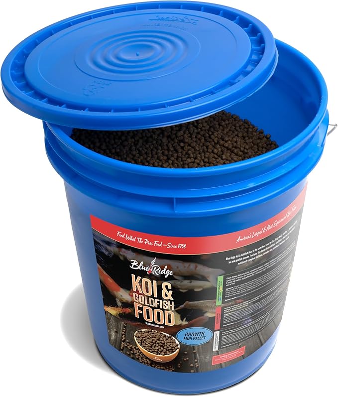 Blue Ridge Koi Fish Food 14lb - Koi Food Mini Growth Formula, Goldfish Food, Premium Fish Food for Ponds, Ponds Fish Food, Floating Pond Pellets