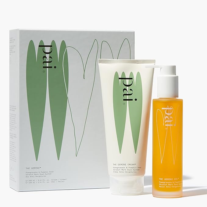 Pai Skincare - The Gemini Strecth Mark System | Natural, Vegan, Sensitive Skincare | The Gemini Cream (200mL) + The Gemini Oil (100mL)
