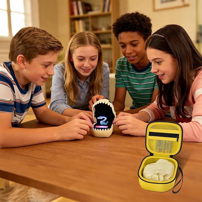 GWCASE Case Compatible with Bitzee Dinosaur Skull– Yellow with Black Zipper，Case Only