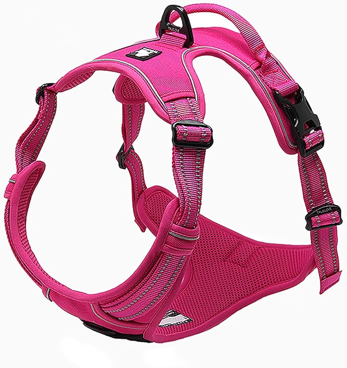 TRUE LOVE Adjustable No-Pull Dog Harness Reflective Pup Vest Harnesses Comfortable Control Brilliant Colors Truelove TLH5651(Fushcia,XL)