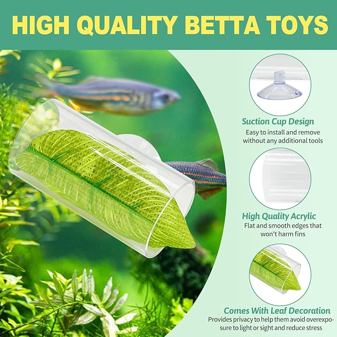 Hamiledyi 2 Pcs Betta Fish Acrylic Tube Tunnel Betta Fish Toys Betta Fish Tunnel Aquarium Hideouts for Rest Play Transparent Design for Better Observation of Fish Tank Decoration (Transparent)