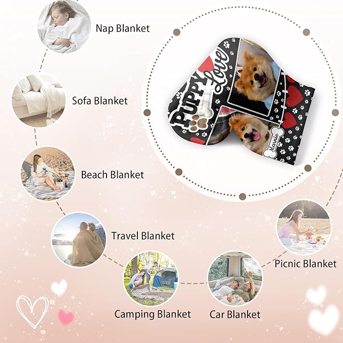 Pet Memorial Blanket Gift - Personalized Dog Memorial Blankets, Pet Sympathy Gifts for Loss of Dogs for Pets Lovers, Dog Bereavement Passing Away Gift, Custom Dogs Blanket (C)