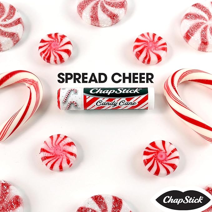 ChapStick Bulk Lip Balm, Candy Cane Packs (12 Sticks) – Fresh & Minty Lip Moisturizer, Stocking Stuffer, 0.15 Oz Ea