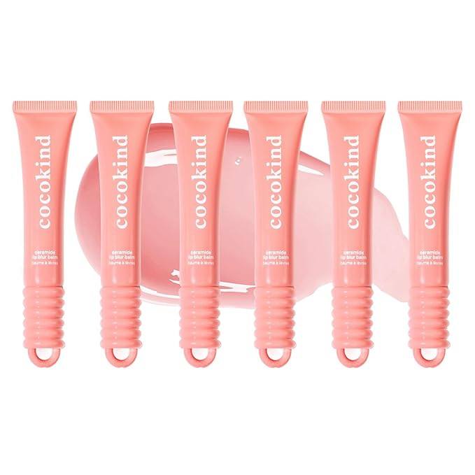 Cocokind Ceramide Lip Blur Balm, Be Kind - Coral Pink Hydrating Lip Balm with Ceramides & Peptides, Made for Sensitive Skin & Lips, Unflavored & Fragrance-Free - 6 pack