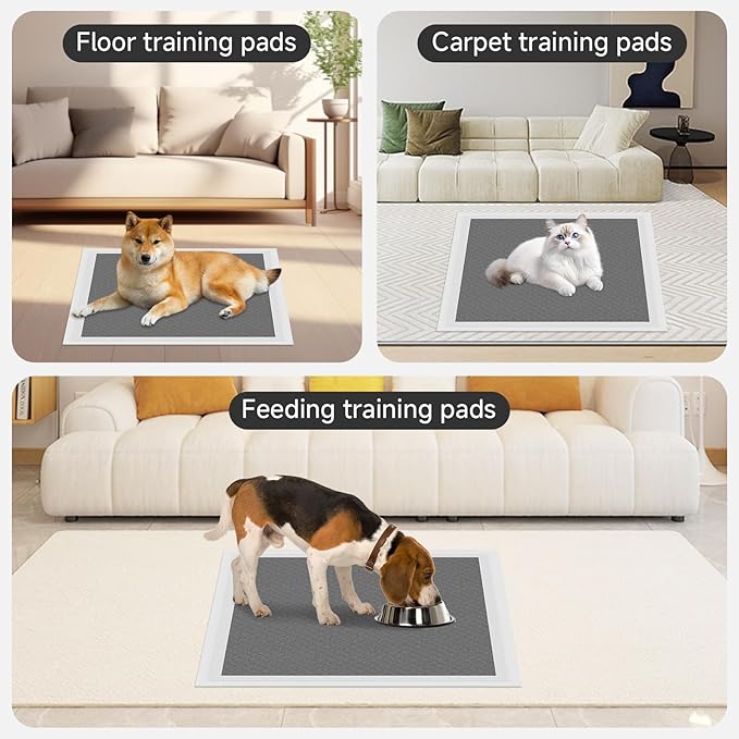Gardner Pet Charcoal Puppy Pads 28x34 Inches Extra Large Dog Pee Pads Odor-Control & Leak-Proof Disposable Pet Training Edge-Wrapping Thicken Potty Pad for Dogs, Cats, Rabbits-(White)