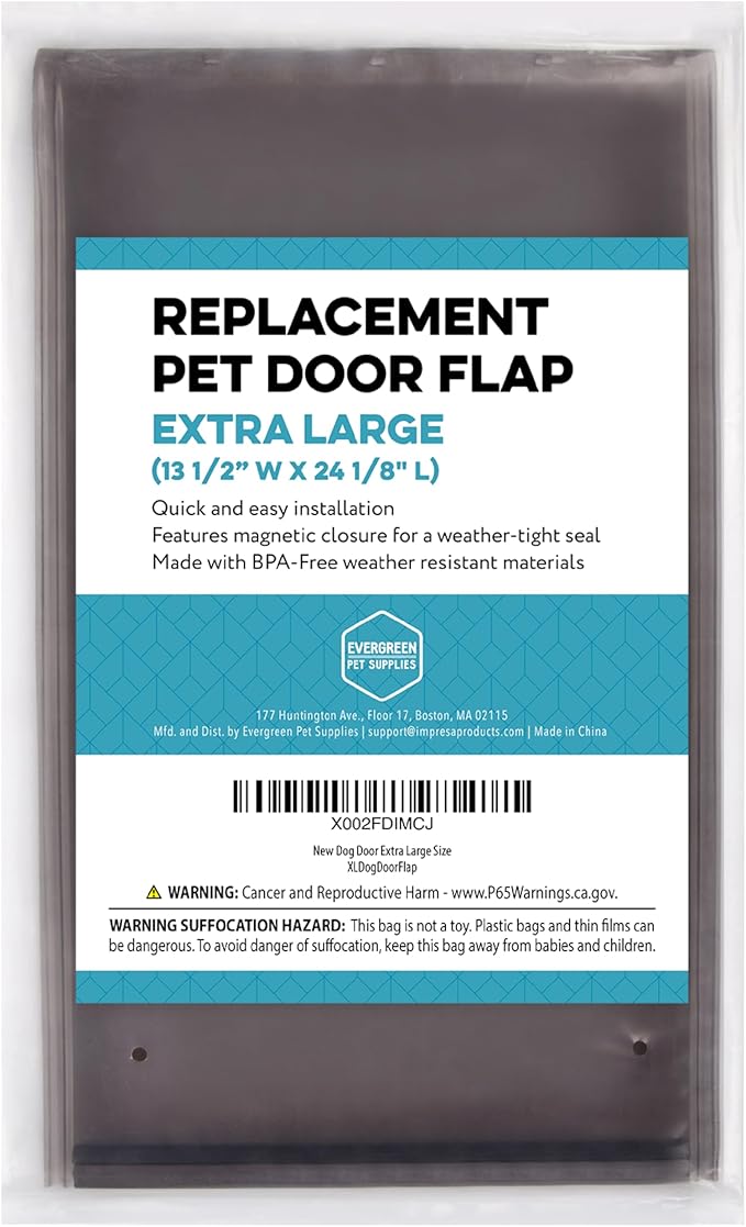 Evergreen Pet Supplies Extra Large Pet Flap Replacement - Compatible with Petsafe PAC 11-11040 - Quick Setup & Dog Door Flap Replacement - Weather-Resistant & Sliding Glass Door Insert - X-Large Brown