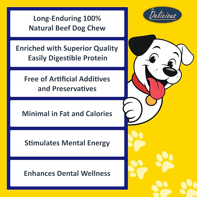 Mr. Delicious Bully Sticks for Dogs (10 Count, 6 Inch Extra Thin), Consistent Thickness, All Natural, Grass Fed, Rawhide-Free, Single Ingredient, Long Lasting Dog Chews