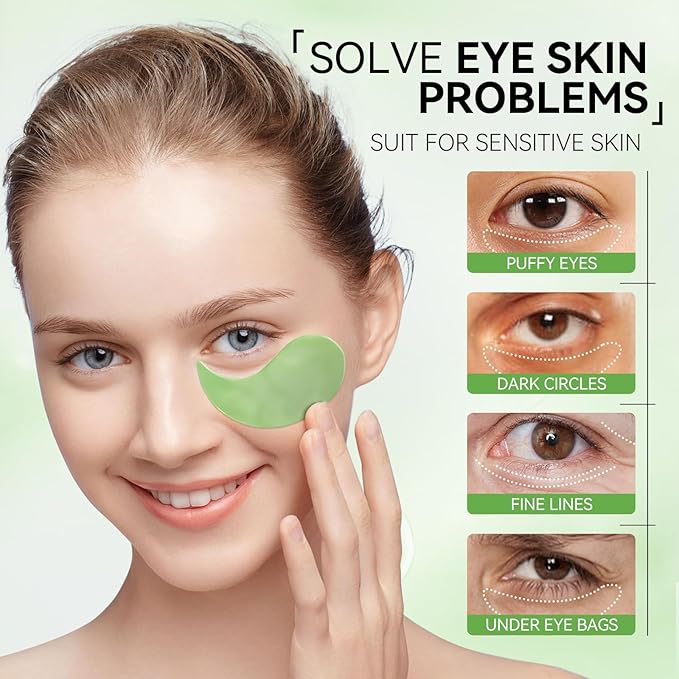 BREYLEE Aloe Vera Eye Masks - 60 Pcs - Reduce Puffy Eyes & Dark Circles, Firm & Improve Under Eye Skin, Pure Natural Extracts for Youthful Appearance & Reduction of Fine Lines and Wrinkles.