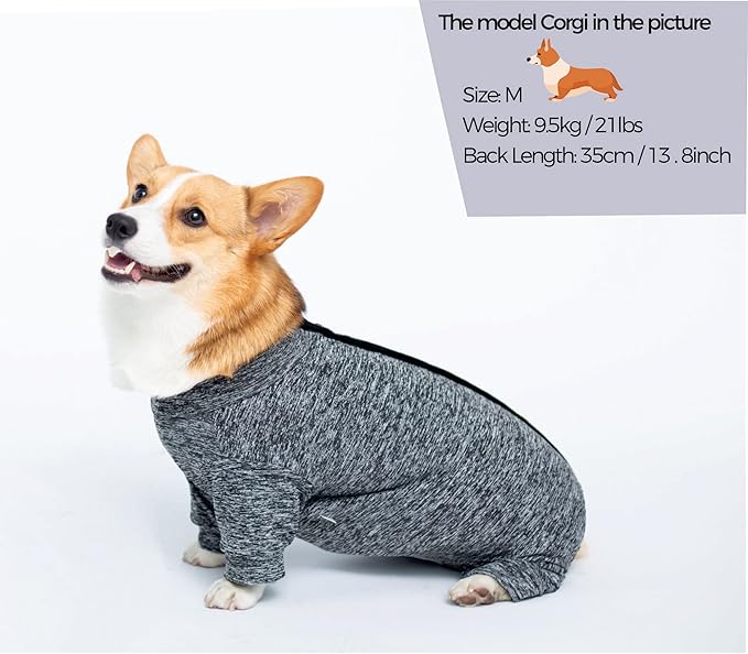 Dog Surgery Recovery Suit, Puppy & Cat Onesie for Shedding Skin Disease & Wound Protection, Medical Pet Surgical Suit with Long Sleeve, Dog Pajamas (Black Grey, X-Large)