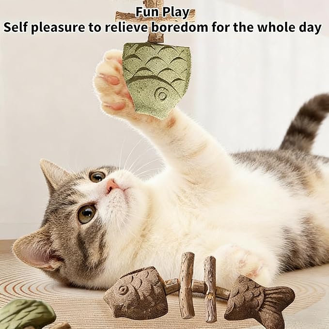 2026 Innovative Fish Bone Cat Toy - Dental Health Solution, Natural Catnip Chew Stick, Wooden Teeth Cleaning Tool, Durable Feline Dental Care Toy for Healthy Teeth