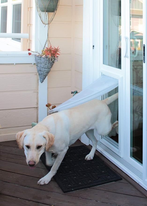 Endura Flap Pet Door for Vinyl Sliding Glass Doors | Dual-Flap Extreme Weather Design | Insulated, Energy-Efficient Dog Door with Locking Security | White, Large Flap, 74.75"-77.75" Slider Height