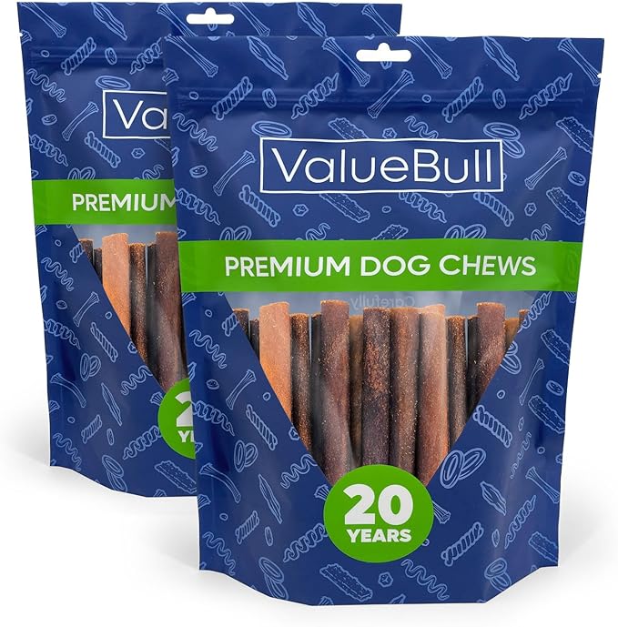 ValueBull Collagen Sticks for Dogs, 6 Inch Medium Chews, Natural Long-Lasting Dog Treats, 50 Count - Supports Joints, Skin & Coat with Chondroitin & Glucosamine