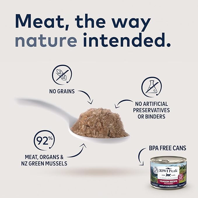 ZIWI Peak Wet Cat Food – All Natural, High Protein, Grain Free, Limited Ingredient, with Superfoods (Venison, Case of 12, 6.5oz Cans)