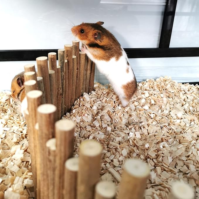 Hamster Bridge, Safe Chewable Hamster Ladder, Adjustable Wooden Chinchilla Cage Accessories Easy Install, Suitable House for Turtles, Rat, Lizards, Rodents, 11.8in