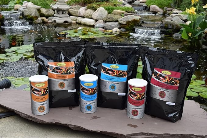 EasyPro Pond Products Platinum Koi and Goldfish Food PC1 Max Color Floating Pellets | Spirulina Enriched Formula for Vibrant Color Support | 5.0 mm Pellet Size | 20 oz Canister