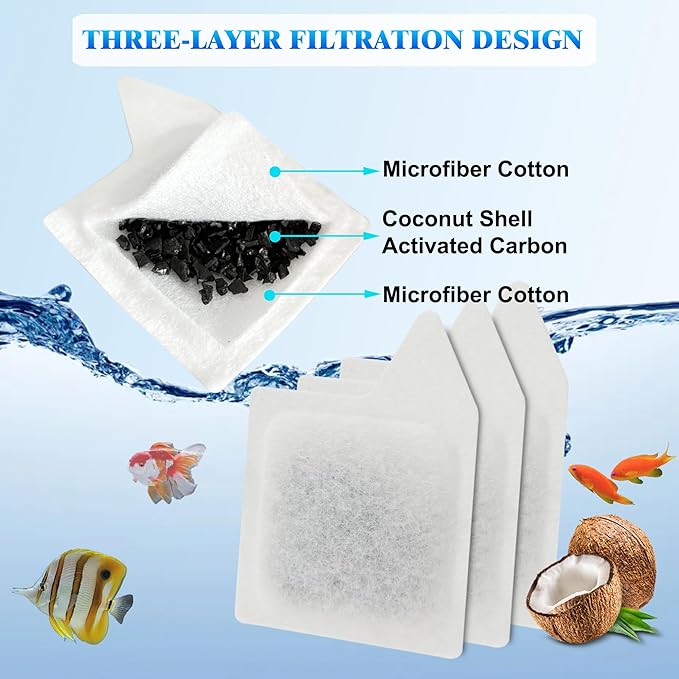 6 Pack Replacement Filter Cartridges XS for Tetra Whisper Extra Small Fish Tanks Filter; Refilled Filter Cartridges XS for Aquarium Kits Less 3 Gallons