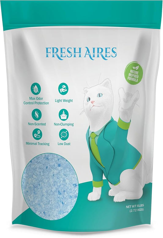 Silica Crystal Cat Litter | Unscented, Lightweight, Non-Clumping, Low Dust & Tracking, Long-Lasting Odor Control Cat Litter for Cats and Kittens | 6 Lb Bag of Crystal Litter