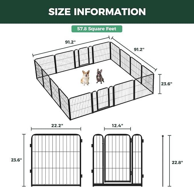 FXW Homeplus Unleashed Indoor Dog Playpen - Stress-Free and Safe Play, Heavy Duty 24 Inch 16 Panels Dog Pen for Puppy and Small Dogs, Black│Patented