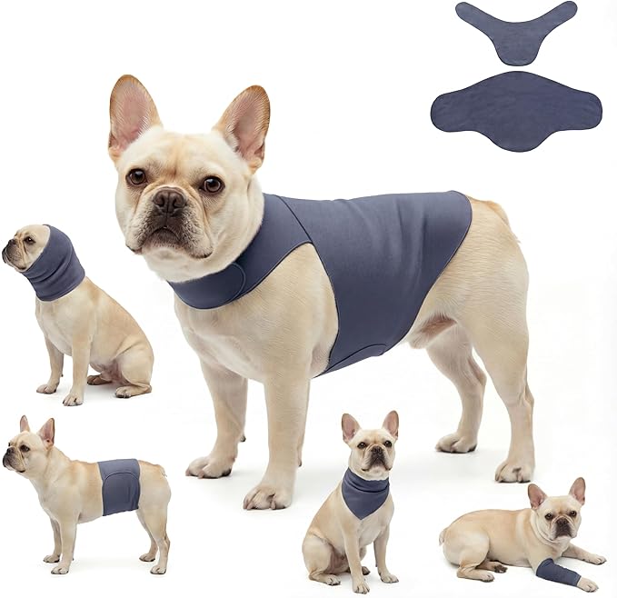 DAJIDALI® Modular Dog & Cat Anxiety Jacket, 2-Piece Calming Vest with Detachable Ear Hood, Silent Self-Adhesive Fabric, Thunder Relief & Post-Surgery Recovery Wrap