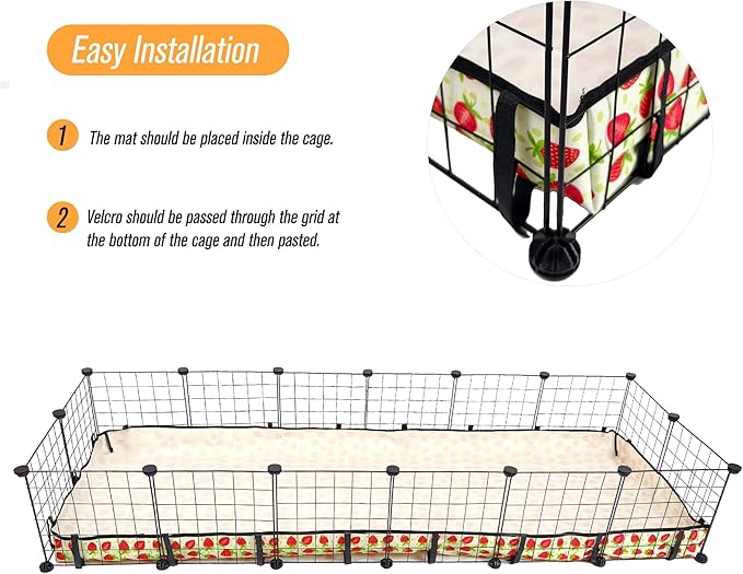 Guinea Pig Cage Liner，Washable Waterproof Oxford Cloth Cage Liners for Small Animals,Hamster Chinchilla Hedgehog Rabbit and Other Small Animals Not Include Cage (24x72 inches)