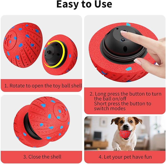 Smart Interactive Dog Toys, Activated Moving, Bouncing, Rotating Ball for Medium/Large Dogs, 2025 E-TPU Material, Motion-Activated Dog Gift to Keep Them Busy, IP54 Waterproof & USB Rechargeable
