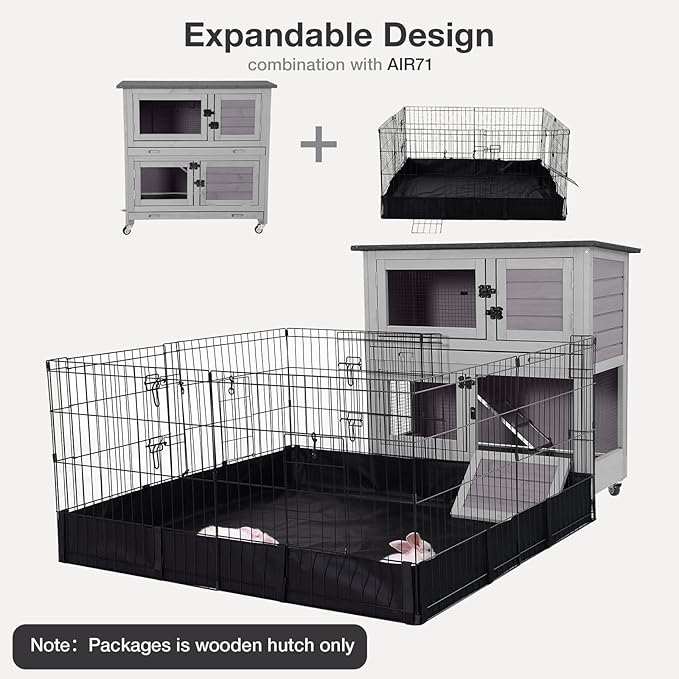 Rabbit Hutch with Trap Door Indoor Rabbit Cage with 4 Casters Bunny cage 2 Story & 2 Trays Guinea Pig Cage 36 inchs Bunny Cage