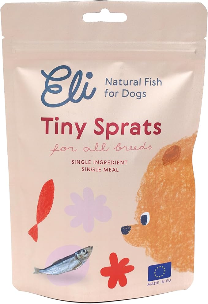 Eli Tiny Sprats – Natural Dog Treats, Whole Small Fish, High in Protein and Omega-3, Grain Free, Single Ingredient, No Additives, Gluten Free, Air Dried, Training Snack or Meal Topper – 3 oz
