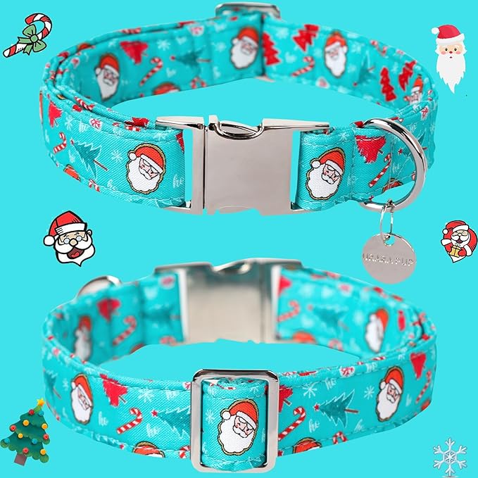 Christmas Dog Collar, Christmas Collar for Puppy Girl Boy Dog or Cat, Holiday Dog Collar with Durable Metal Buckle, Cute Pet Collar,XL