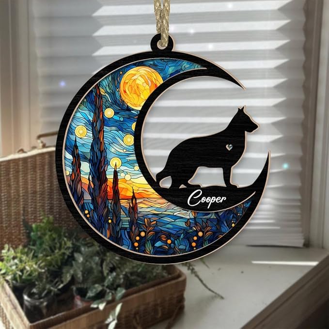 Dog Memorial Suncatcher - Custom with Name, Date & Breed - Pet Loss Keepsake - Home Decor