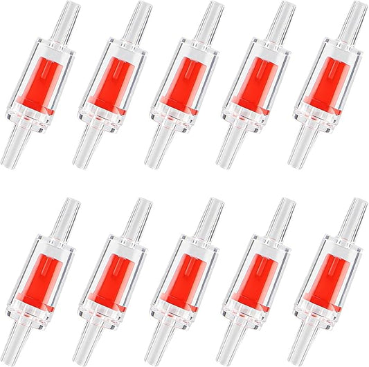 10PCS Aquarium Air Check Valve, One Way Non-Return Check Valve for Aquarium Air Pump, for 3/16 Inch Airline Tubing, Fish Tank Accessories (Red)