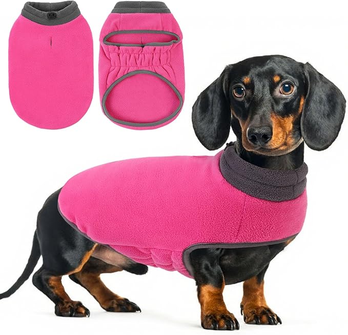Queenmore Dog Sweater,Soft Fleece Vest Pullover Dogs Jacket with Elastic Stretchable,Warm Winter Dog Coats Cold Weather Doggy Dachshund Sweaters for Small Dogs Cats Boy or Girl (Pink, XS)