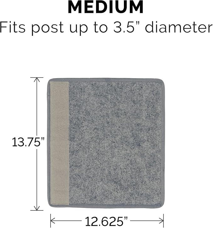 Furhaven Wrap Around Scratching Post Cover for Indoor Cats, Fits Posts Up to 3.5" Diameter, Durable & Less Mess - Tiger Tough Carpet Scratch Mat - Gray, Medium