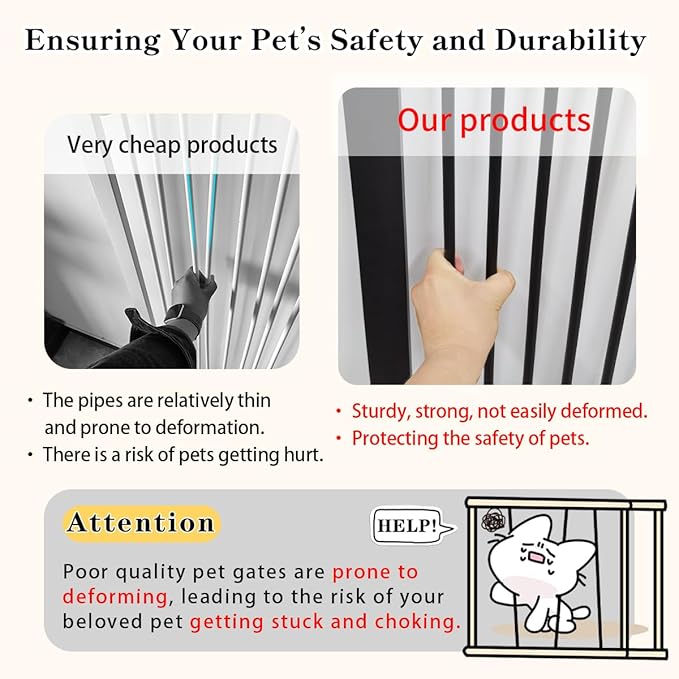 Lumizone Extra Tall Cat Gate 61.02" High Pressure Mounted Extra Wide 2025 New (17 Sizes) 1.37" Gap No Drilling Auto-Close One-Handed Operation Tall Pet Gate for Dogs(Black, 61.02" H x 63.39"-67.71" W)