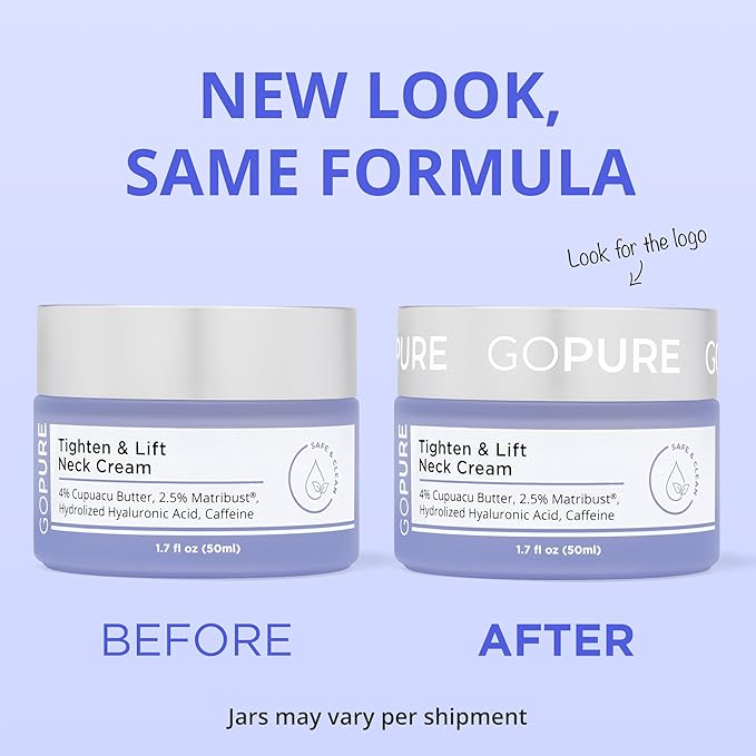 goPure Tighten & Lift Neck & Chest Moisturizer Cream for Visibly Firming, Tightening and Lifting Wrinkles & Crepey Skin, 1.7oz - Pack of 2