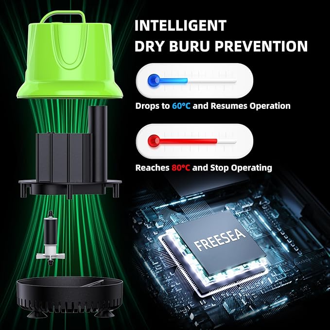 FREESEA Fountain Submersible Water Pump: 330 GPH 25W Small Sump Pump for Outdoor Pond Hydroponic Statuary Waterfall Aquarium Fish Tank