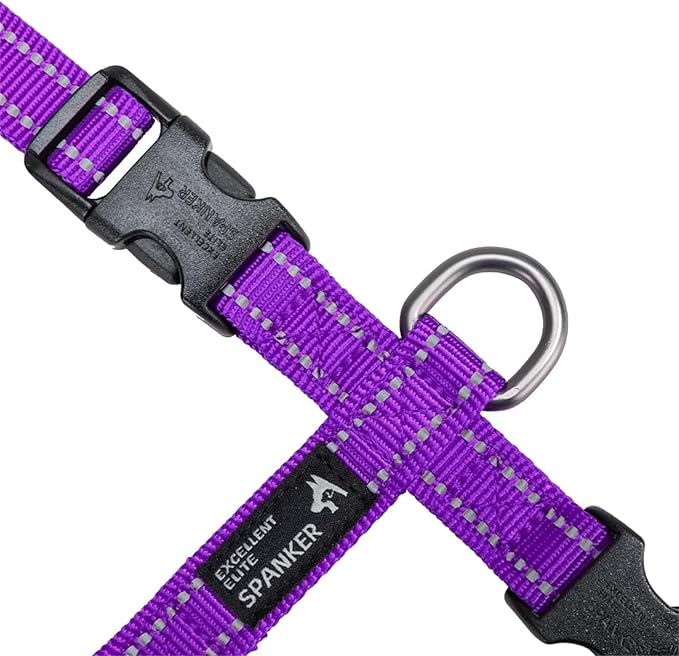 EXCELLENT ELITE SPANKER No Pull Dog Harness Reflective Nylon Vest L-Shaped Adjustable Easy Pet Harness for Small Medium Large Breeds Dogs Walking Training Black Red(Purple-S)