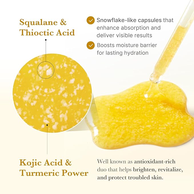 medicube Kojic Acid Turmeric Clarifying & Balancing Capsule Serum for Troubled Skin | Soothing & Brightening Facial Serum | Niacinamide & Glow Capsules for Hydration and Barrier Support | 1.01 fl.oz