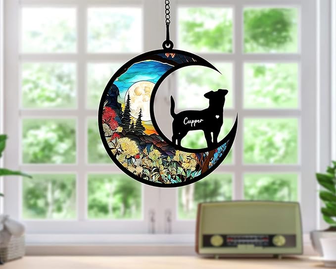 NAZENTI Personalized Dog Suncatcher & Memorial Ornament - Custom Dog Remembrance Gift for Christmas Tree