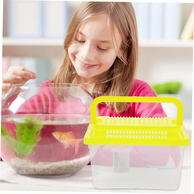 Portable Fish Tank 5.1X3.5X5.1 Inch Handheld Aquarium Transparent Turtle Box Plastic Pet Hamster Carrier Travel Reptile Terrarium